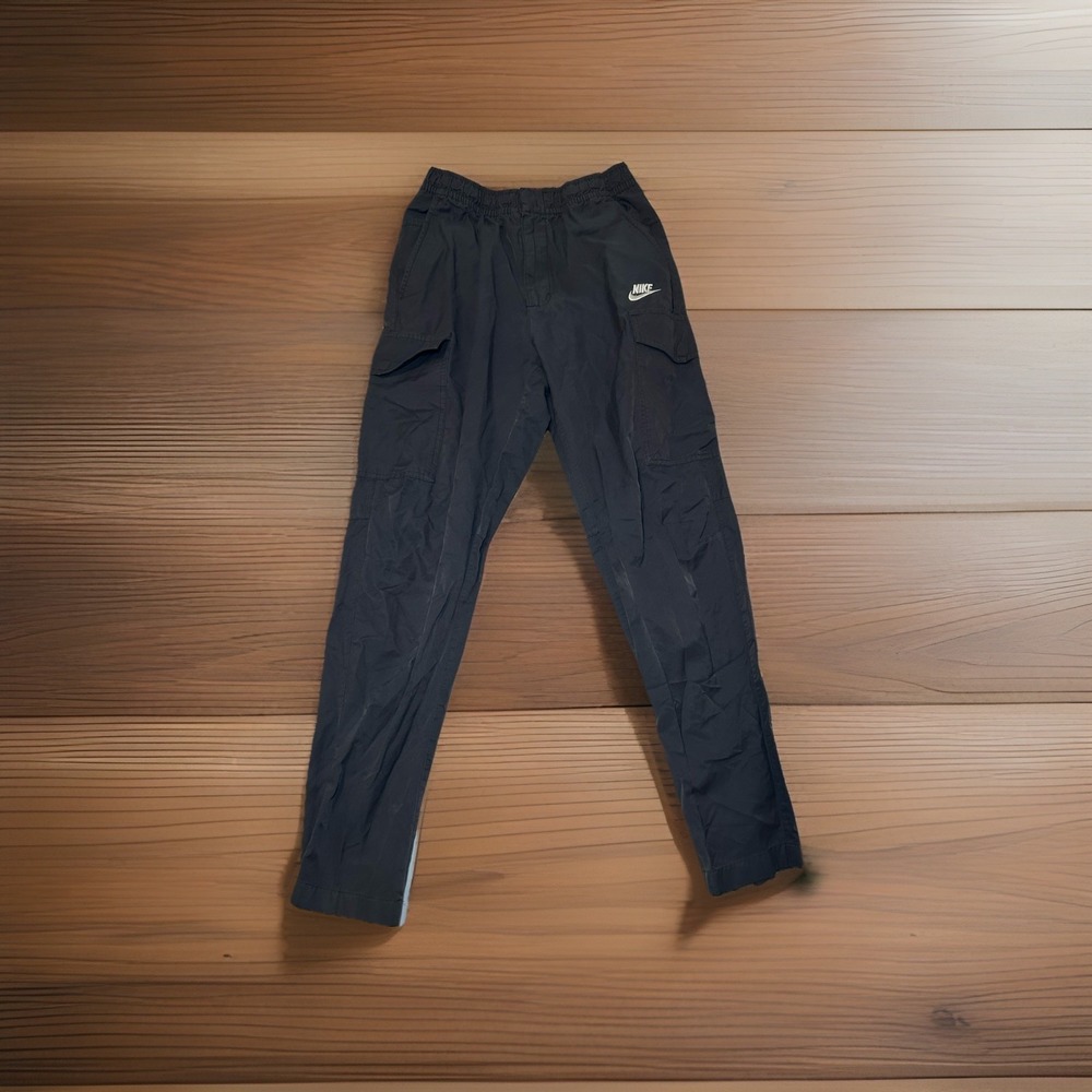 Nike Black Cargo Parachute Pants Medium Y2K Streetwear Utility Joggers Swoosh
